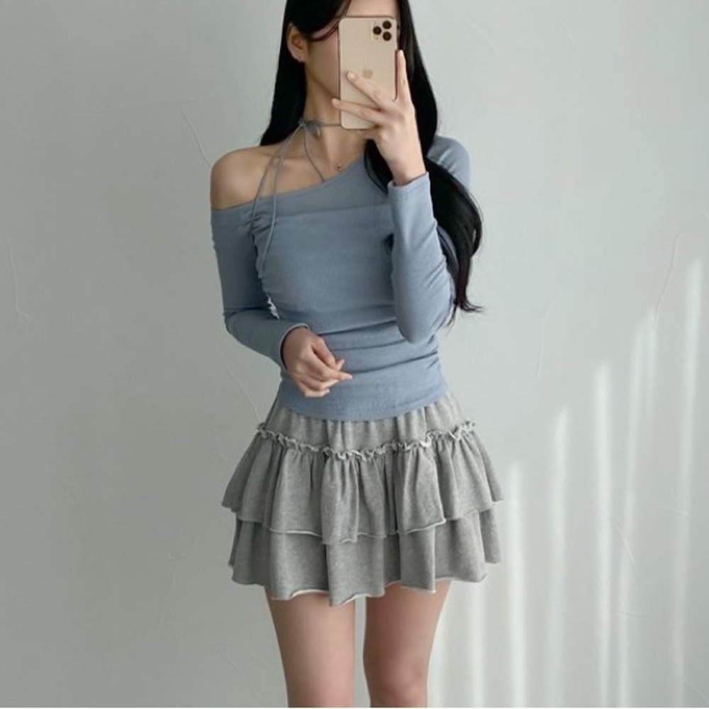Codibook Gray Ruffled Women's Skirt